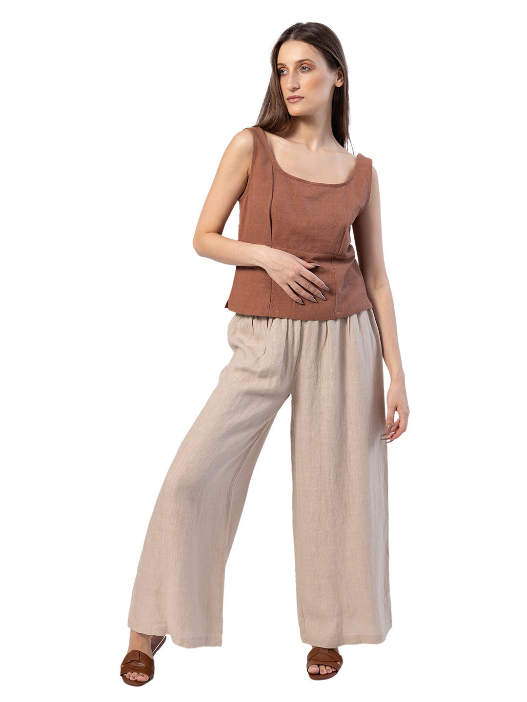 ARA COTTON LINEN SLEEVELESS TOP