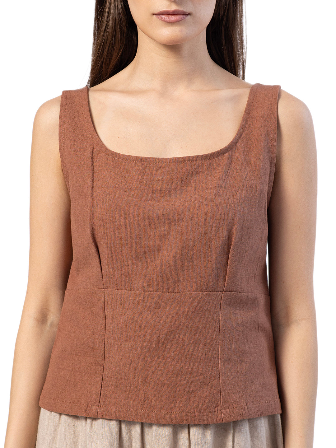 ARA COTTON LINEN SLEEVELESS TOP