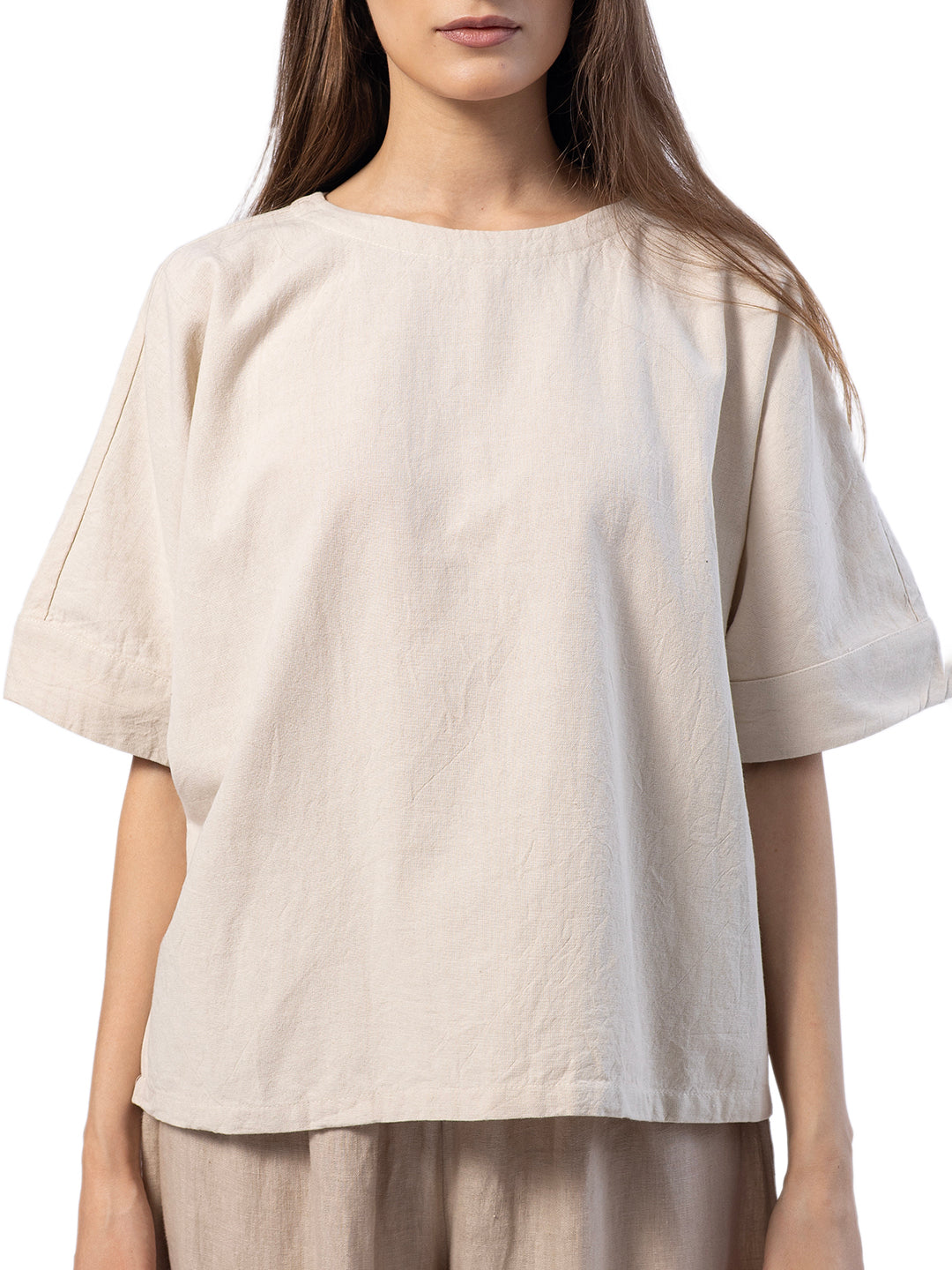 ERDA COTTON LINEN BOXY TOP