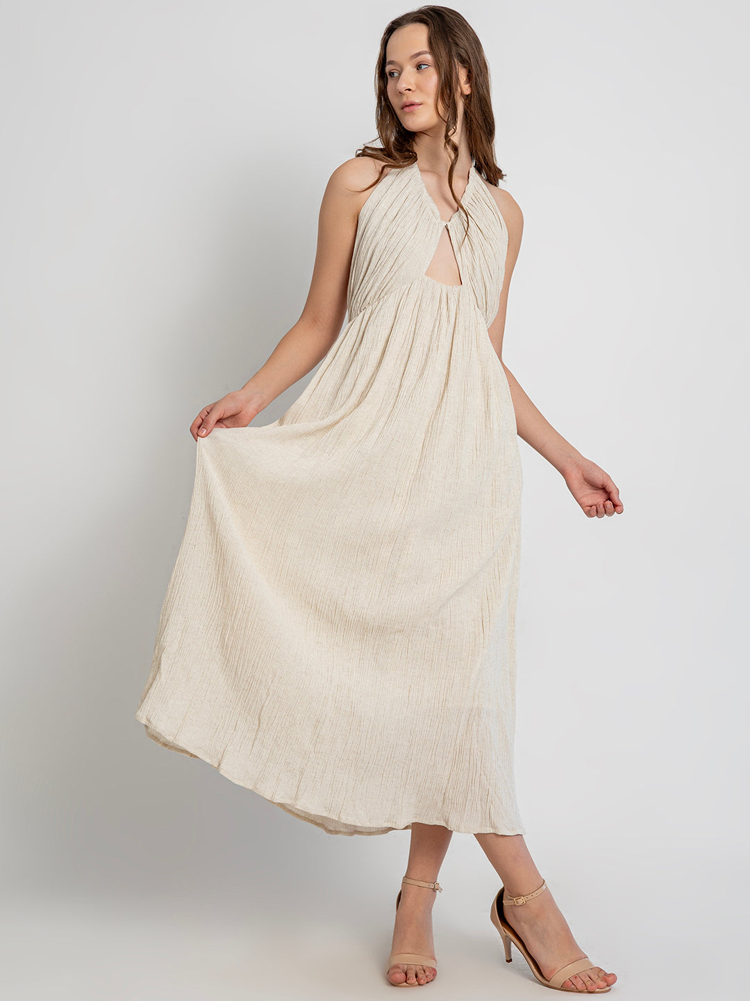 Tomika Backless Maxi Dress with Halterneck