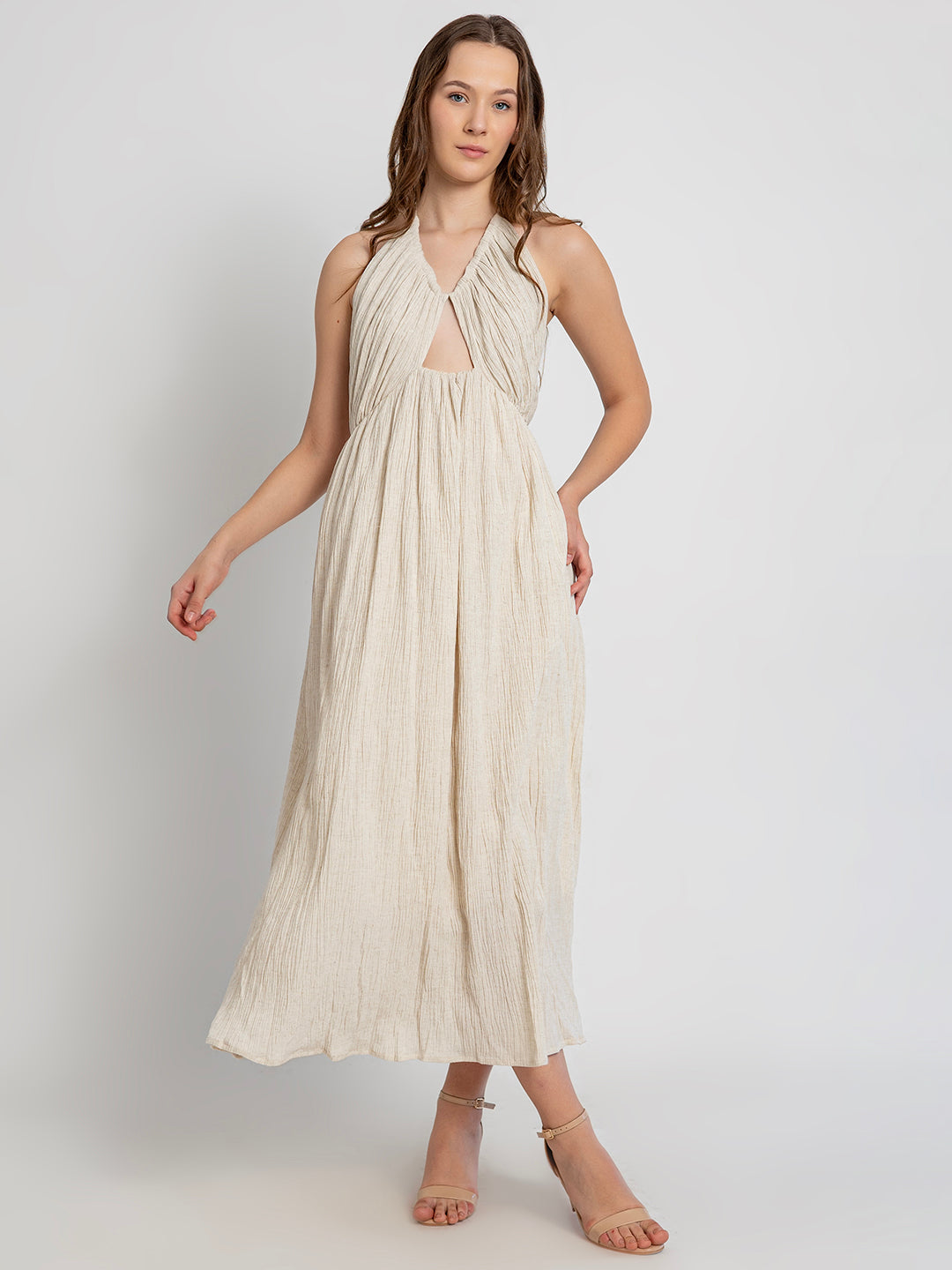Tomika Backless Maxi Dress with Halterneck