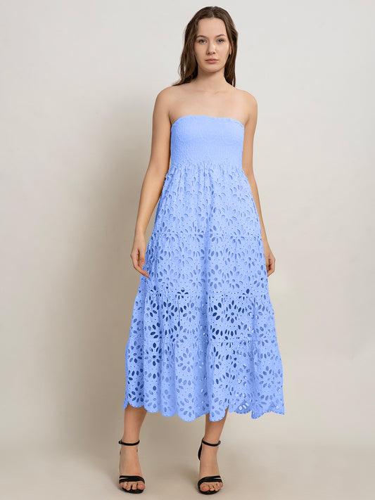 Enkai Off-Shoulder Smocked Bustier Dress