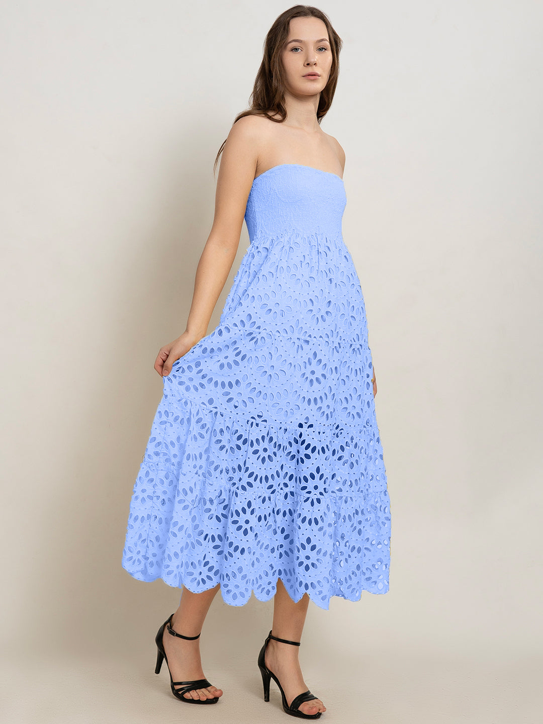 Enkai Off-Shoulder Smocked Bustier Dress