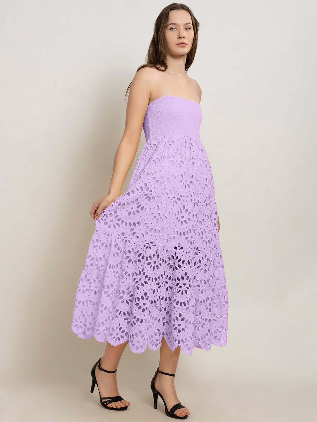 Enkai Off-Shoulder Smocked Bustier Dress