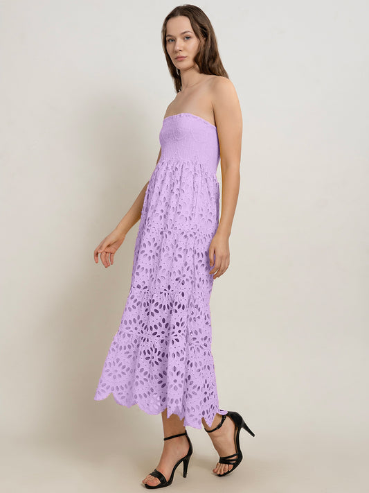 Enkai Off-Shoulder Smocked Bustier Dress