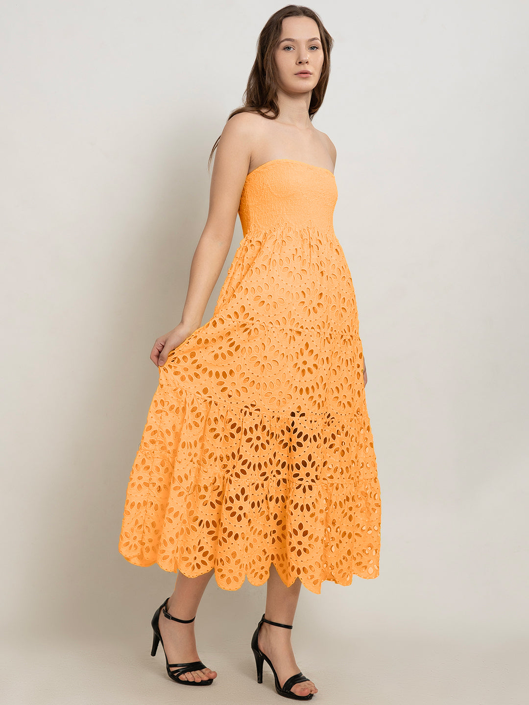 Enkai Off-Shoulder Smocked Bustier Dress