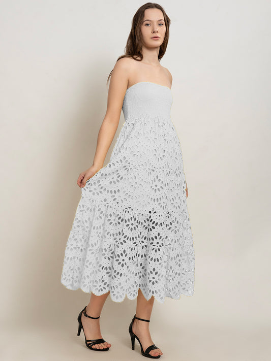 Enkai Off-Shoulder Smocked Bustier Dress