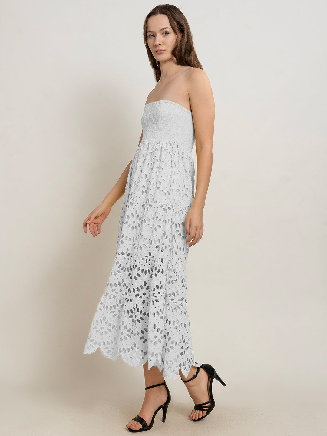 Enkai Off-Shoulder Smocked Bustier Dress