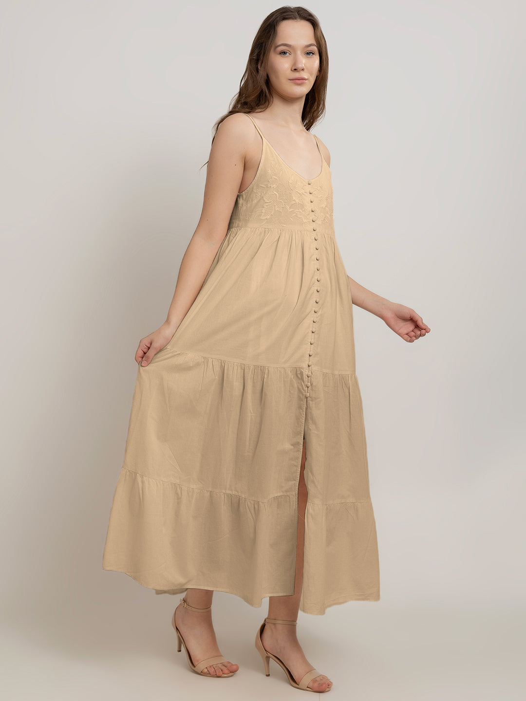 Fleur Maxi Dress with Front Embroidery Detail