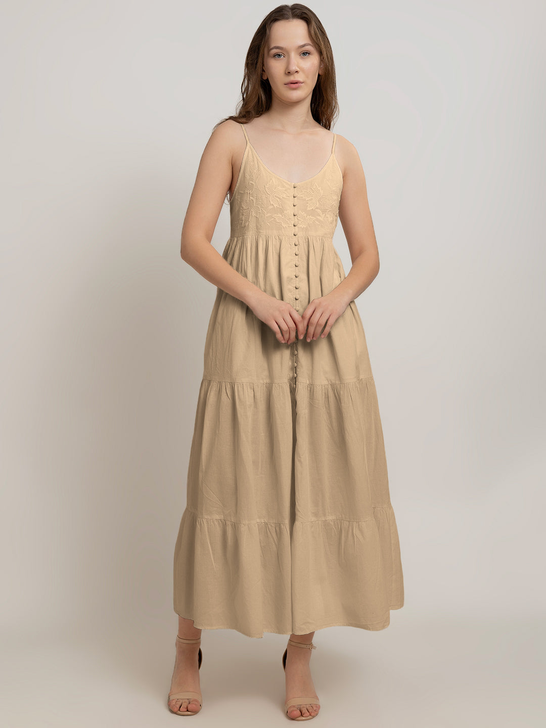 Fleur Maxi Dress with Front Embroidery Detail