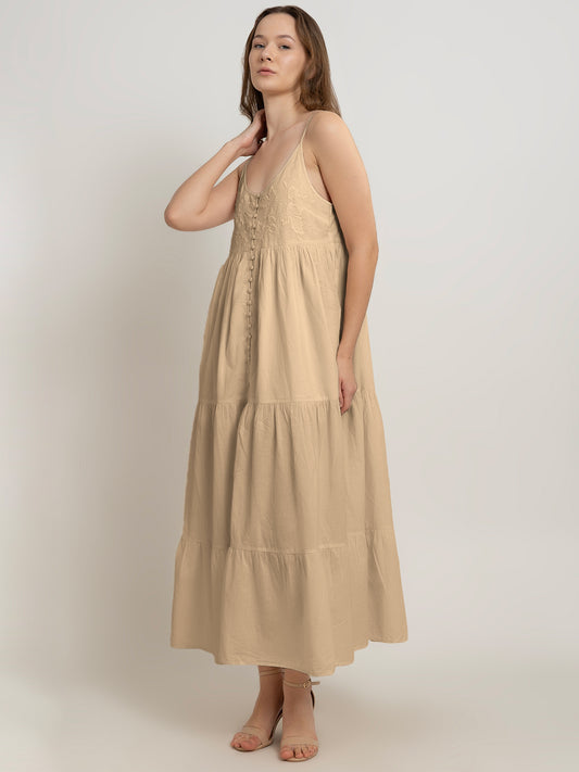 Fleur Maxi Dress with Front Embroidery Detail