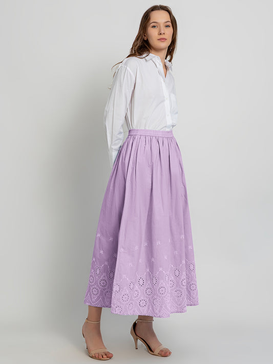 Misaki Maxi Skirt with Border Embroidery Detail