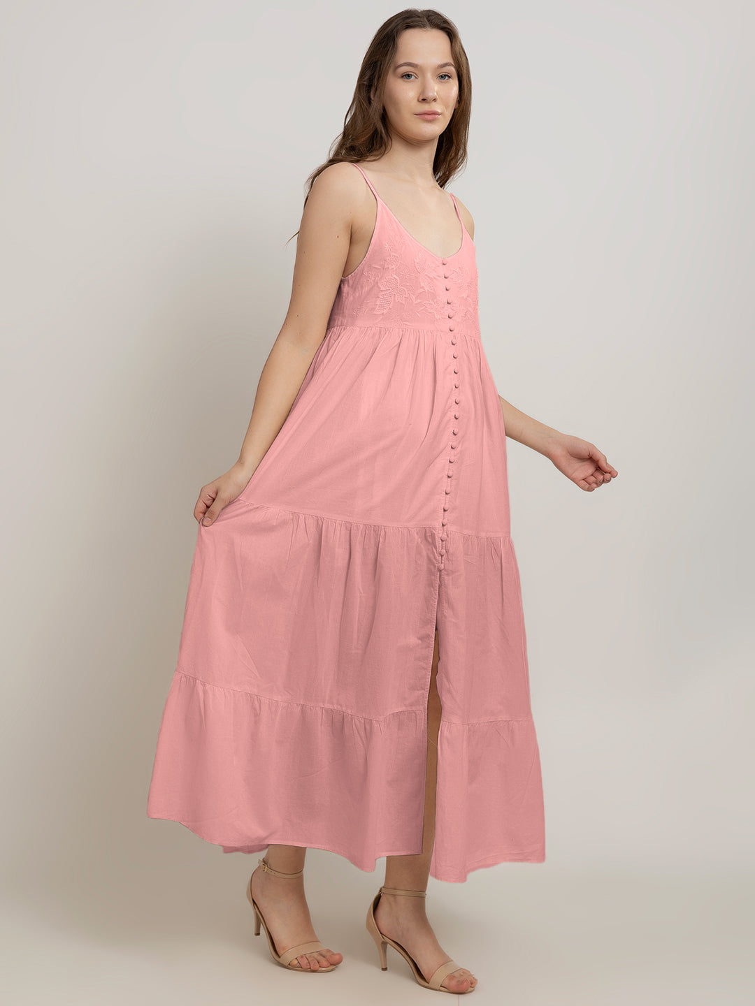 Fleur Maxi Dress with Front Embroidery Detail