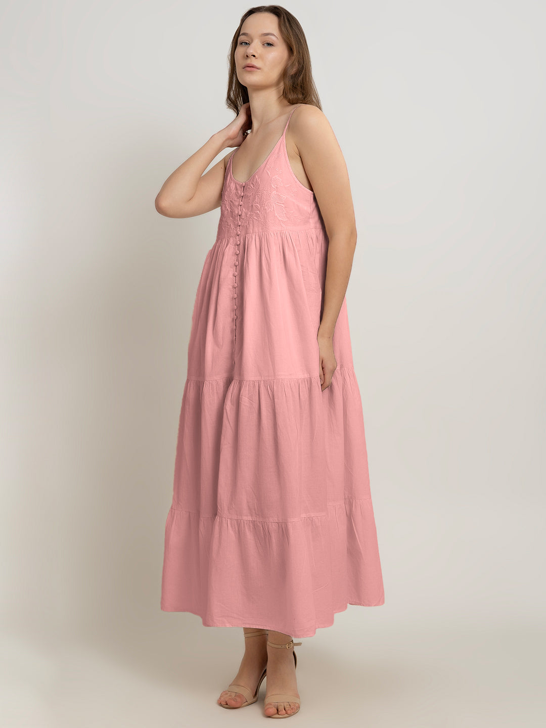 Fleur Maxi Dress with Front Embroidery Detail