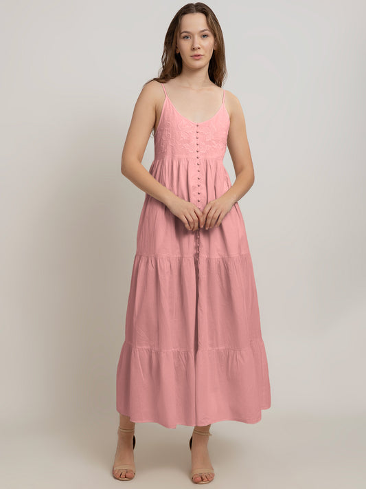 Fleur Maxi Dress with Front Embroidery Detail