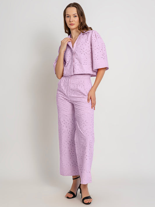 Belen Co-Ord Set With Full Schiffli Embroidery